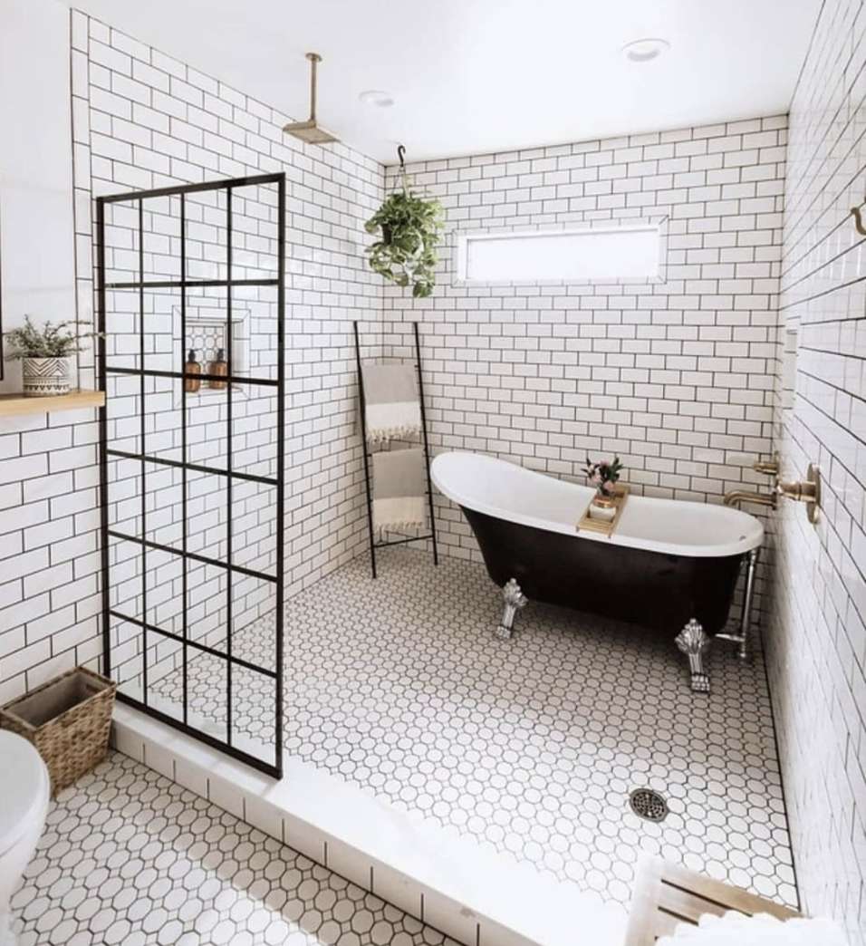 Marble tile in West Lake Hills master bath